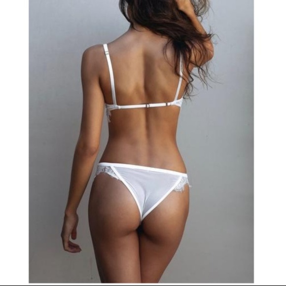 Eyelash Lace Push up Bra and Underwear Set, White - Picture 3 of 8